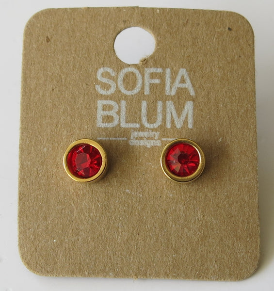 Aretes Acero Aro Piedra Roja 3045w