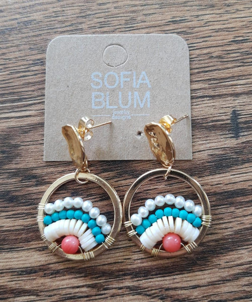 Aretes Chapa Oro Cianita 6325